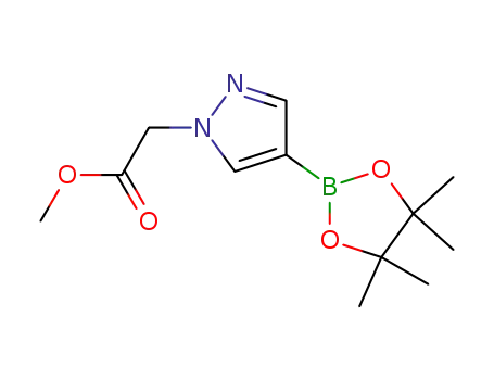 Molecular Structure of 959585-44-5 (methyl 2-(4-(4,4,5,5-tetramethyl-1,3,2-dioxaborolan-2-yl)-1H-pyrazol-1-yl)acetate)