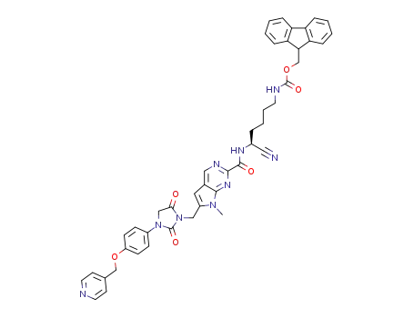 9H-fluoren-9-ylmethyl N-[(5S)-5-cyano-5-[[6-[[2,5-dioxo-3-[4-(4-pyridylmethoxy)phenyl]imidazolidin-1-yl]methyl]-7-methyl-pyrrolo[2,3-d]pyrimidine-2-carbonyl]amino]pentyl]carbamate