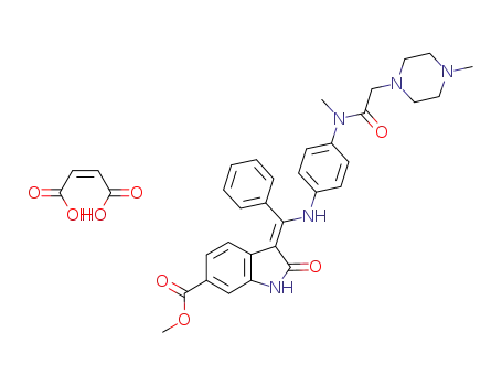 Molecular Structure of 959761-95-6 (methyl (3Z)-3-{[(4-{methyl[(4-methylpiperazin-1-yl)acetyl]amino}phenyl)amino](phenyl)methylidene}-2-oxo-2,3-dihydro-1H-indole-6-carboxylate maleic acid salt)