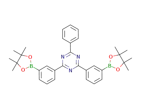 Molecular Structure of 1238752-26-5 (((C<sub>6</sub>H<sub>4</sub>)((CH<sub>3</sub>)4(C<sub>2</sub>O<sub>2</sub>B)))2(C<sub>3</sub>N<sub>3</sub>)(C<sub>6</sub>H<sub>5</sub>))