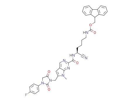 9H-fluoren-9-ylmethyl N-[(5S)-5-cyano-5-[[6-[[3-(4-fluorophenyl)-2,5-dioxo-imidazolidin-1-yl]methyl]-7-methyl-pyrrolo[2,3-d]pyrimidine-2-carbonyl]amino]pentyl]carbamate