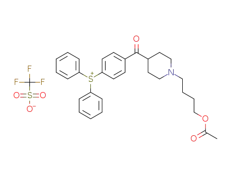 Molecular Structure of 1598371-34-6 ((4-(1-(4-acetoxybutyl)piperidine-4-carbonyl)phenyl)diphenylsulfonium trifluoromethanesulfonate)