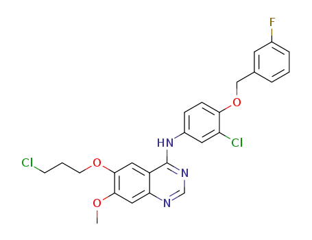 N-(3-chloro-4-(3-fluorobenzyloxy)phenyl)-6-(3-chloropropoxy)-7-methoxyquina-zolin-4-amine