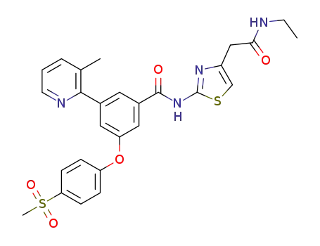 N-(4-ethylcarbamoylmethylthiazol-2-yl)-3-(4-methanesulfonylphenoxy)-5-(3-methylpyridine-2-yl)benzamide
