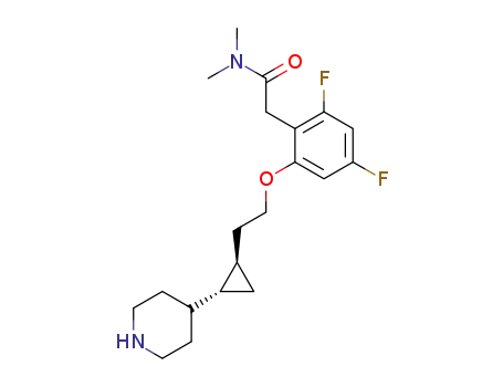 Molecular Structure of 1588945-09-8 (2-(2,4-difluoro-6-(2-((1R,2R)-2-(piperidin-4-yl)cyclopropyl)ethoxy)phenyl)-N,N-dimethylacetamide)