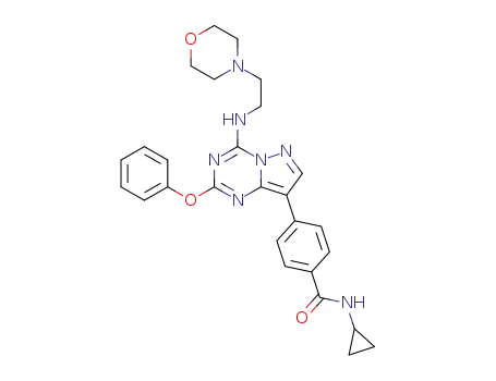 N-cyclopropyl-4-(4-((2-morpholinoethyl)amino)-2-phenoxypyrazolo[1,5-a][1,3,5]triazin-8-yl)benzamide