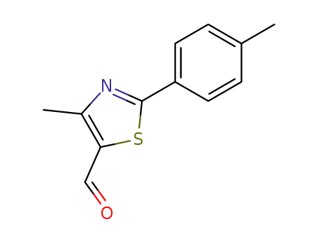 Molecular Structure of 55327-28-1 (5-Thiazolecarboxaldehyde, 4-methyl-2-(4-methylphenyl)-)