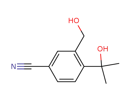 Molecular Structure of 1109262-40-9 (3-(hydroxymethyl)-4-(1-hydroxy-1-methylethyl)benzonitrile)