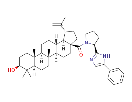 ((1R,3aS,5aR,5bR,7aR,9S,11aR,11bR,13aR,13bR)-9-hydroxy-5a,5b,8,8,11a-pentamethyl-1-(prop-1-en-2-yl)icosahydro-1H-cyclopenta[a]chrysen-3a-yl)((S)-2-(5-phenyl-1H-imidazol-2-yl)pyrrolidin-1-yl)methanone