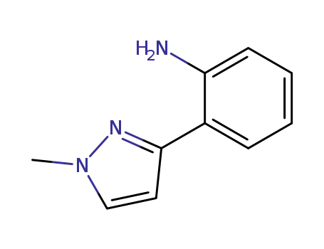 Molecular Structure of 87488-80-0 (2-(1-Methyl-1H-pyrazol-3-yl)-phenylamine)