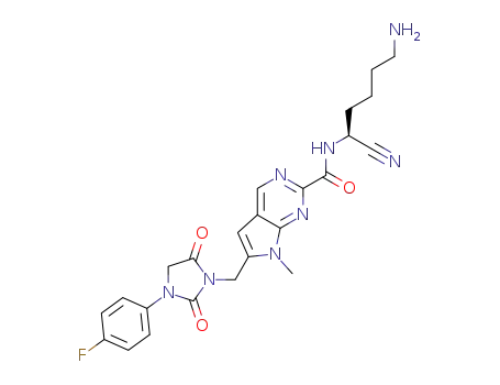 N-[(1S)-5-amino-1-cyano-pentyl]-6-[[3-(4-fluorophenyl)-2,5-dioxo-imidazolidin-1-yl]methyl]-7-methyl-pyrrolo[2,3-d]pyrimidine-2-carboxamide