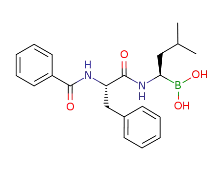 Molecular Structure of 179324-79-9 (((R)-1-((S)-2-benzamido-3-phenylpropanamido)-3-methylbutyl)boronic Acid)