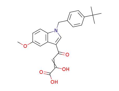 Molecular Structure of 1594966-14-9 (4-[1-(4-tert-butylbenzyl)-5-methoxy-1H-indol-3-yl]-2-hydroxy-4-oxobut-2-enoic acid)
