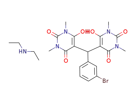 Molecular Structure of 1621511-01-0 (5,5'-((3-bromophenyl)methylene)bis(1,3-dimethylpyrimidine-2,4,6(1H,3H,5H)-trione) diethylaminium salt)