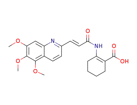 (E)-2-(3-(5,6,7-trimethoxyquinolin-2-yl)acrylamido)cyclohex-1-enecarboxylic acid