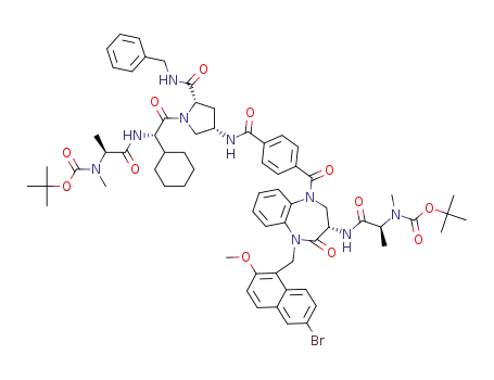 tert-butyl N-[(1S)-2-[[(1S)-2-[(2S,4S)-2-(benzylcarbamoyl)-4-[[4-[(3S)-5-[(6-bromo-2-methoxy-1-naphthyl)methyl]-3-[[(2S)-2-[tertbutoxycarbonyl(methyl)amino]propanoyl]amino]-4-oxo-2,3-dihydro-1,5-benzodiazepine-1-carbonyl]benzoyl]amino]pyrrolidin-1-yl]-1-cyclohexyl-2-oxo-ethyl] amino]-1-methyl-2-oxo-ethyl]-N-methyl-carbamate