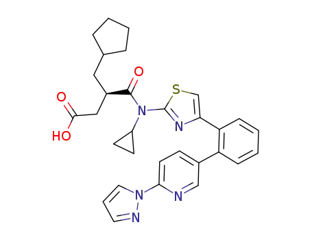 (R)-4-((4-(2-(6-(1H-pyrazol-1-yl)pyridin-3-yl)phenyl)thiazol-2-yl)(cyclopropyl)amino)-3-(cyclopentylmethyl)-4-oxobutanoic acid