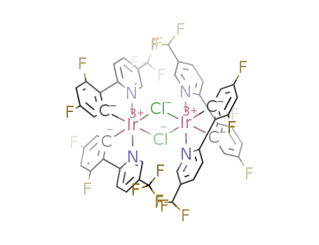 Molecular Structure of 870987-64-7 (bis-(μ)-chlorotetrakis[2-(2’,4’-difluorophenyl)-5-trifluoromethylpyridinato]-(C2,N)diiridium(III))