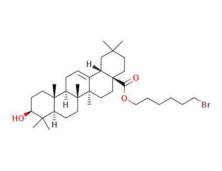 Molecular Structure of 1161826-45-4 (3β-hydroxyoleanane-12-en-28-oic acid(6-bromohexyl) ester)