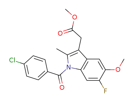 Molecular Structure of 823178-17-2 (1H-Indole-3-acetic acid,
1-(4-chlorobenzoyl)-6-fluoro-5-methoxy-2-methyl-, methyl ester)