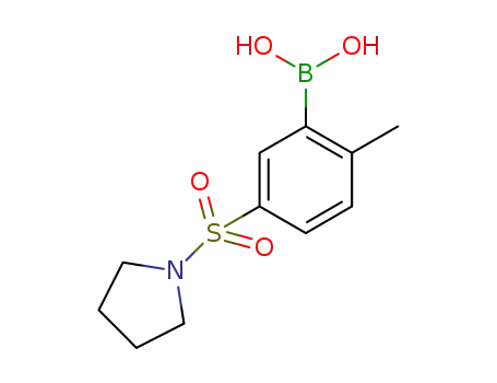 Molecular Structure of 871333-01-6 (2-METHYL-5-(PYRROLIDIN-1-YLSULFONYL)PHENYLBORONIC ACID)