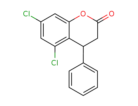 Molecular Structure of 89329-22-6 (2H-1-Benzopyran-2-one, 5,7-dichloro-3,4-dihydro-4-phenyl-)