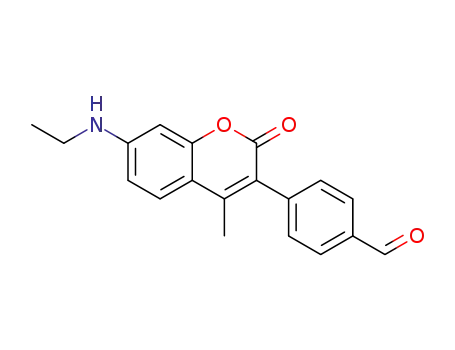 Molecular Structure of 1441046-64-5 (4-(7-(ethylamino)-4-methyl-2-oxo-2H-chromen-3-yl)-benzaldehyde)