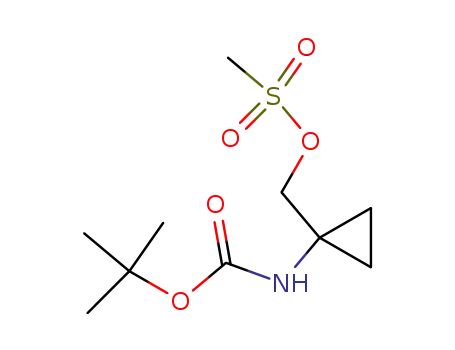 Molecular Structure of 107017-74-3 ((1-((tert-Butoxycarbonyl)amino)cyclopropyl)methyl methanesulfonate)