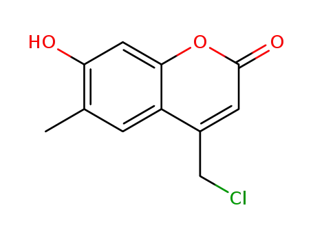 Molecular Structure of 1239755-10-2 (4-(chloromethyl)-7-hydroxy-6-methyl-2H-chromen-2-one)