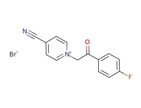 Molecular Structure of 1186423-28-8 (4-cyano-1-(2-(4-fluorophenyl)-2-oxoethyl)pyridin-1-ium bromide)