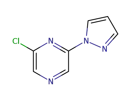 Molecular Structure of 642459-09-4 (2-Chloro-6-(1H-pyrazol-1-yl)pyrazine 95%)