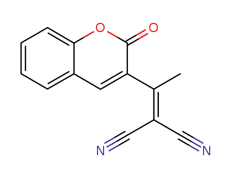 Molecular Structure of 102353-99-1 (Propanedinitrile, [1-(2-oxo-2H-1-benzopyran-3-yl)ethylidene]-)