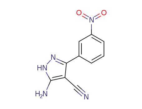 Molecular Structure of 183739-73-3 (1H-Pyrazole-4-carbonitrile, 3-amino-5-(3-nitrophenyl)-)