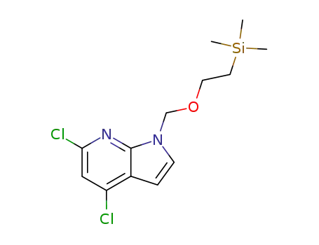 Molecular Structure of 881902-80-3 (4,6-dichloro-1-((2-(trimethylsilyl)ethoxy)methyl)-1H-pyrrolo[2,3-b]pyridine)