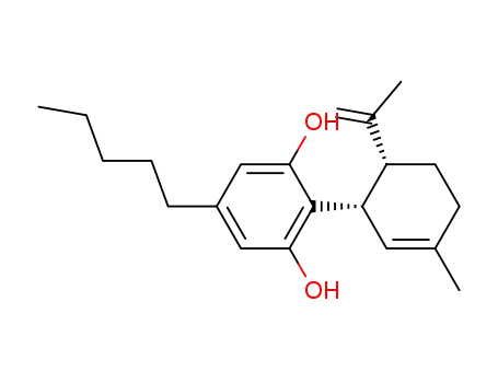 Molecular Structure of 13956-30-4 ((-)-5'-methyl-4-pentyl-2'-(prop-1-en-2-yl)-1',2',3',4'-tetrahydro-[1,1'-biphenyl]-2,6-diol)