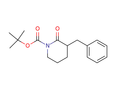 Molecular Structure of 142929-60-0 (1,1-dimethylethyl 2-oxo-3-(phenylmethyl)-1-piperidinecarboxylate)