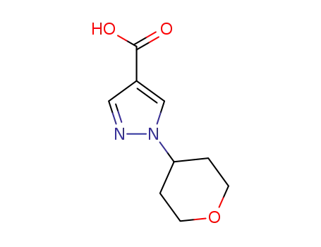 Molecular Structure of 1340372-11-3 (1-(Tetrahydro-pyran-4-yl)-1H-pyrazole-4-carboxylic acid)