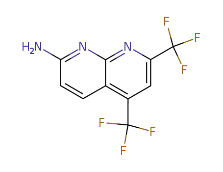 Molecular Structure of 51420-72-5 (5,7-BIS(TRIFLUOROMETHYL)[1,8]NAPHTHYRIDIN-2-AMINE)