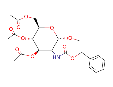 Molecular Structure of 7772-76-1 (.alpha.-D-Glucopyranoside, methyl 2-deoxy-2-(phenylmethoxy)carbonylamino-, 3,4,6-triacetate)