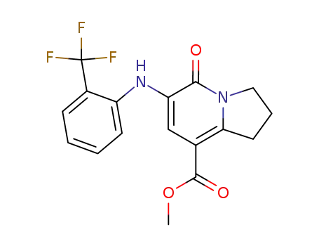 Molecular Structure of 612065-22-2 (METHYL 5-OXO-6-(2-TRIFLUOROMETHYLPHENYLAMINO)-1,2,3,5-TETRAHYDROINDOLIZINE-8-CARBOXYLATE)