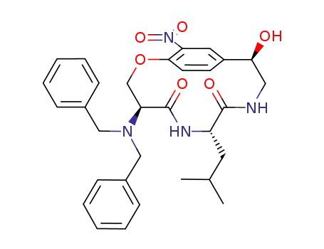 (4S,7S,11R)-4-Dibenzylamino-11-hydroxy-7-isobutyl-15-nitro-2-oxa-6,9-diaza-bicyclo[10.2.2]hexadeca-1<sup>(15)</sup>,12<sup>(16)</sup>,13-triene-5,8-dione