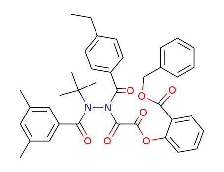 Molecular Structure of 784186-29-4 (2-{[<i>N</i>'-<i>tert</i>-butyl-<i>N</i>'-(3,5-dimethyl-benzoyl)-<i>N</i>-(4-ethyl-benzoyl)-hydrazino]-oxo-acetoxy}-benzoic acid benzyl ester)