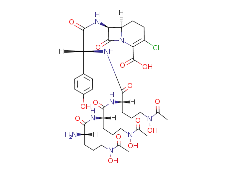Molecular Structure of 124620-50-4 (7-((N(5)acetyl-N(5)-hydroxyornithyl-N(5)acetyl-N(5)hydroxyornithyl-N(5)-acetyl-N(5)-hydroxyornithyl-4-hydroxyphenylglycyl)amino)-3-chloro-1-carba-3-cephem-4-carboxylic acid)