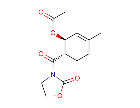 Acetic acid (1S,6S)-3-methyl-6-(2-oxo-oxazolidine-3-carbonyl)-cyclohex-2-enyl ester
