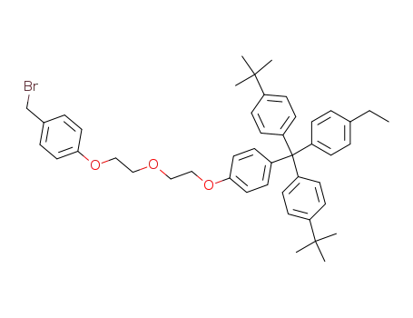 Molecular Structure of 544708-59-0 (4-[2-[2-[4-[4-ethylphenyl-bis{4-t-butylphenyl}methyl]phenoxy]ethoxy]ethoxy]benzylbromide)