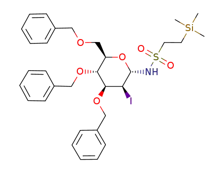 2-Trimethylsilanyl-ethanesulfonic acid ((2S,3S,4S,5R,6R)-4,5-bis-benzyloxy-6-benzyloxymethyl-3-iodo-tetrahydro-pyran-2-yl)-amide