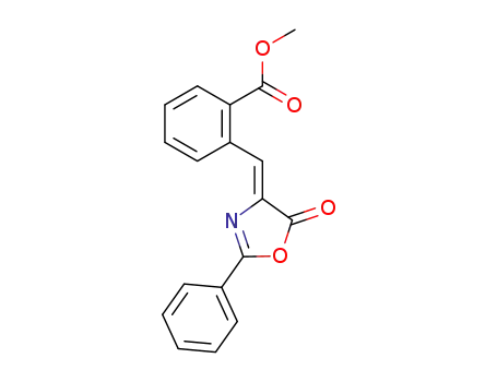 Molecular Structure of 88590-43-6 (methyl 2-[(5-oxo-2-phenyloxazol-4(5H)-ylidene)methyl]benzoate)