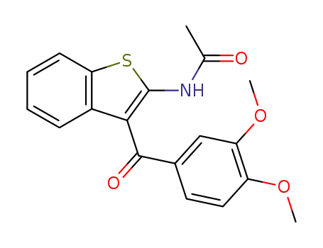 Molecular Structure of 244298-91-7 (N-[3-(3,4-dimethoxybenzoyl)-benzo[b]thiophen-2-yl]acetamide)
