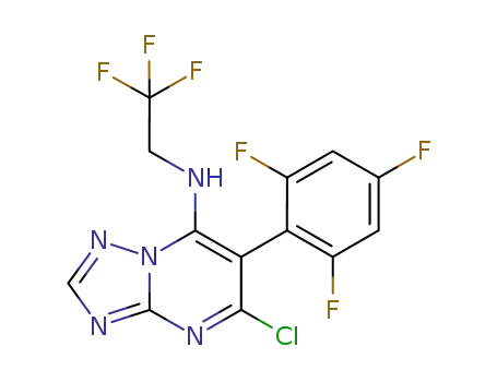 Molecular Structure of 214633-89-3 ([1,2,4]Triazolo[1,5-a]pyrimidin-7-amine,
5-chloro-N-(2,2,2-trifluoroethyl)-6-(2,4,6-trifluorophenyl)-)