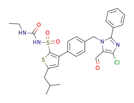 3-[4-(4-chloro-5-formyl-2-phenyl-imidazol-1-ylmethyl)phenyl]-5-isobutylthiophene-2-(3-ethyl) sulfonylurea
